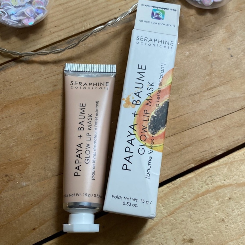 Seraphine Botanicals Papaya + Baume Glow Lip Mask, 15g/.53oz, New in Box